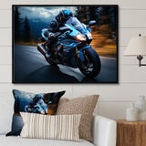 Blue Yellow Motorcycle Symphony - Motorcycle Canvas Wall Art