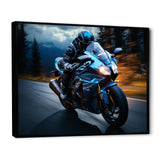Blue Yellow Motorcycle Symphony - Motorcycle Canvas Wall Art