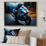 Blue Yellow Motorcycle Symphony - Motorcycle Canvas Wall Art