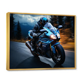 Blue Yellow Motorcycle Symphony - Motorcycle Canvas Wall Art