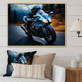 Blue Yellow Motorcycle Symphony - Motorcycle Canvas Wall Art