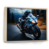 Blue Yellow Motorcycle Symphony - Motorcycle Canvas Wall Art
