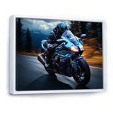 Blue Yellow Motorcycle Symphony - Motorcycle Canvas Wall Art
