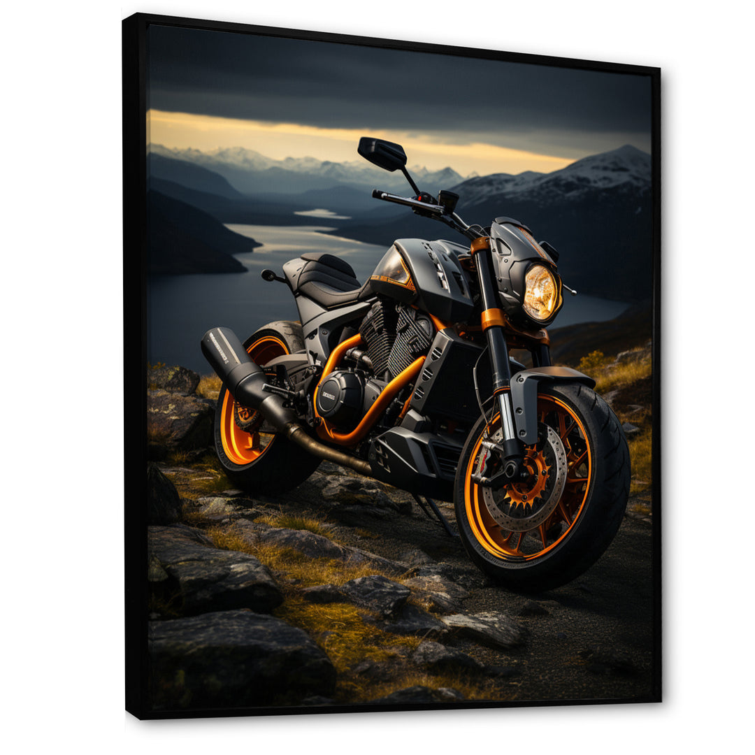 Yellow Black Motorcycle Wanderlust - Motorcycle Canvas Wall Art