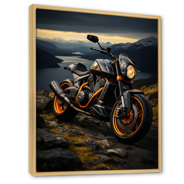 Yellow Black Motorcycle Wanderlust - Motorcycle Canvas Wall Art