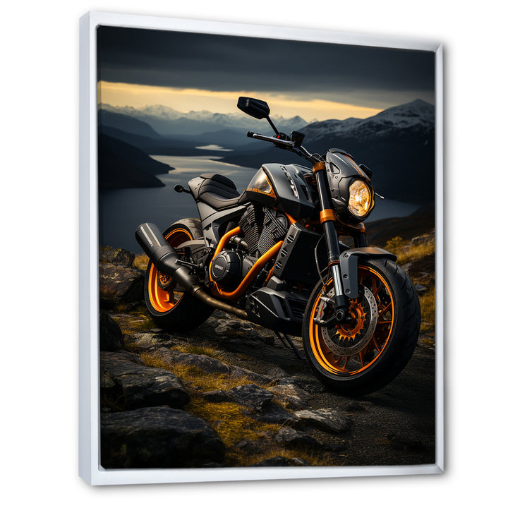 Yellow Black Motorcycle Wanderlust - Motorcycle Canvas Wall Art