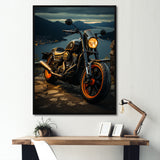 Orange Black Motorcycle Wanderlust I - Motorcycle Canvas Wall Art