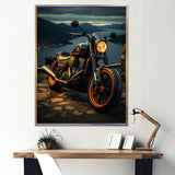 Orange Black Motorcycle Wanderlust I - Motorcycle Canvas Wall Art
