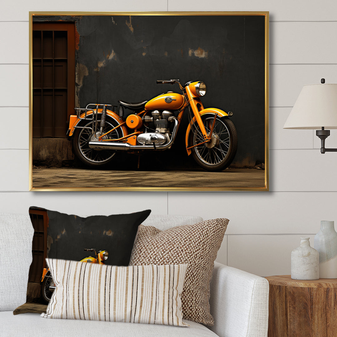 Orange Black Motorcycle Road Rhythms I - Motorcycle Canvas Wall Art