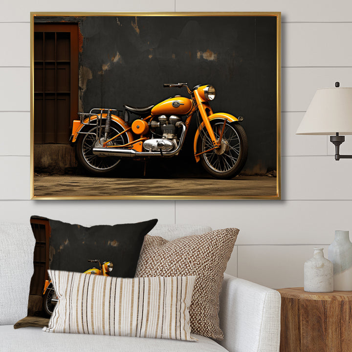 Orange Black Motorcycle Road Rhythms I - Motorcycle Canvas Wall Art