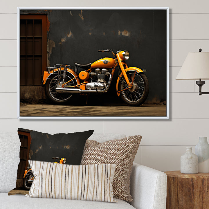 Orange Black Motorcycle Road Rhythms I - Motorcycle Canvas Wall Art