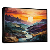 Orange Teal Mountains Bold Landscape - Landscapes Canvas Wall Art