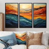 Coral Teal Bold Mountains Landscape - Multi-Panels