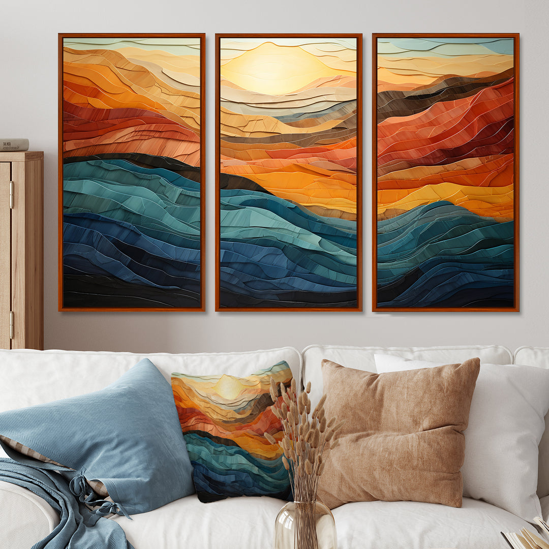 Coral Teal Bold Mountains Landscape - Multi-Panels