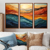 Coral Teal Bold Mountains Landscape - Multi-Panels