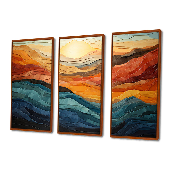 Coral Teal Bold Mountains Landscape - Multi-Panels