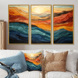Coral Teal Bold Mountains Landscape - Multi-Panels