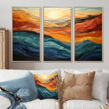 Coral Teal Bold Mountains Landscape - Multi-Panels