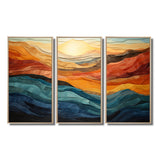 Coral Teal Bold Mountains Landscape - Multi-Panels