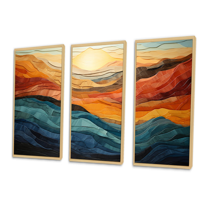 Coral Teal Bold Mountains Landscape - Multi-Panels