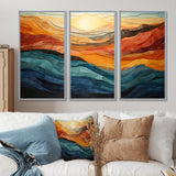 Coral Teal Bold Mountains Landscape - Multi-Panels