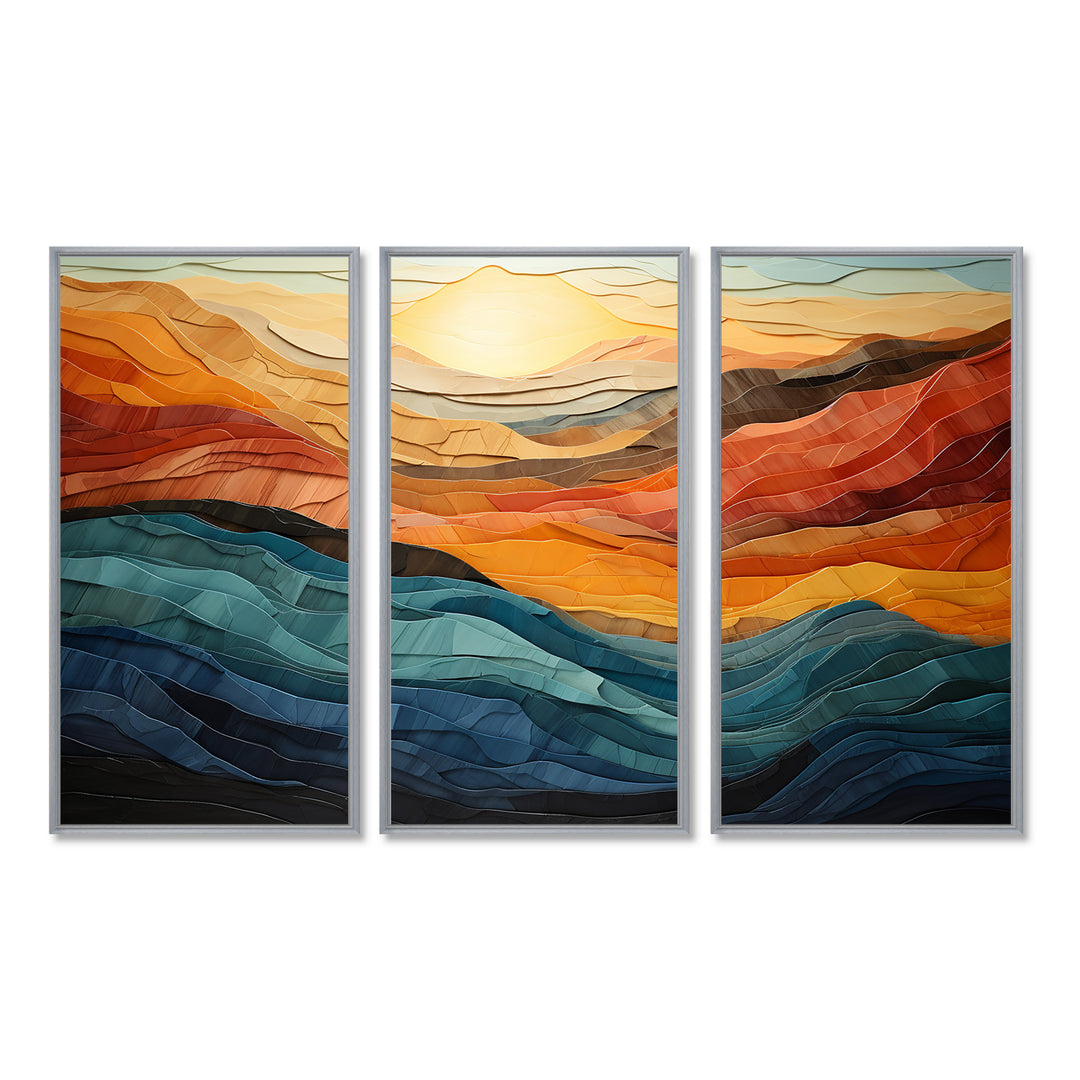 Coral Teal Bold Mountains Landscape - Multi-Panels