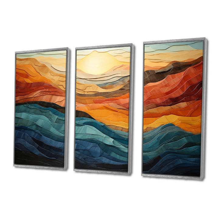 Coral Teal Bold Mountains Landscape - Multi-Panels