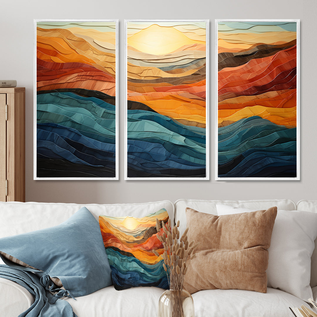 Coral Teal Bold Mountains Landscape - Multi-Panels