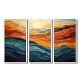 Coral Teal Bold Mountains Landscape - Multi-Panels