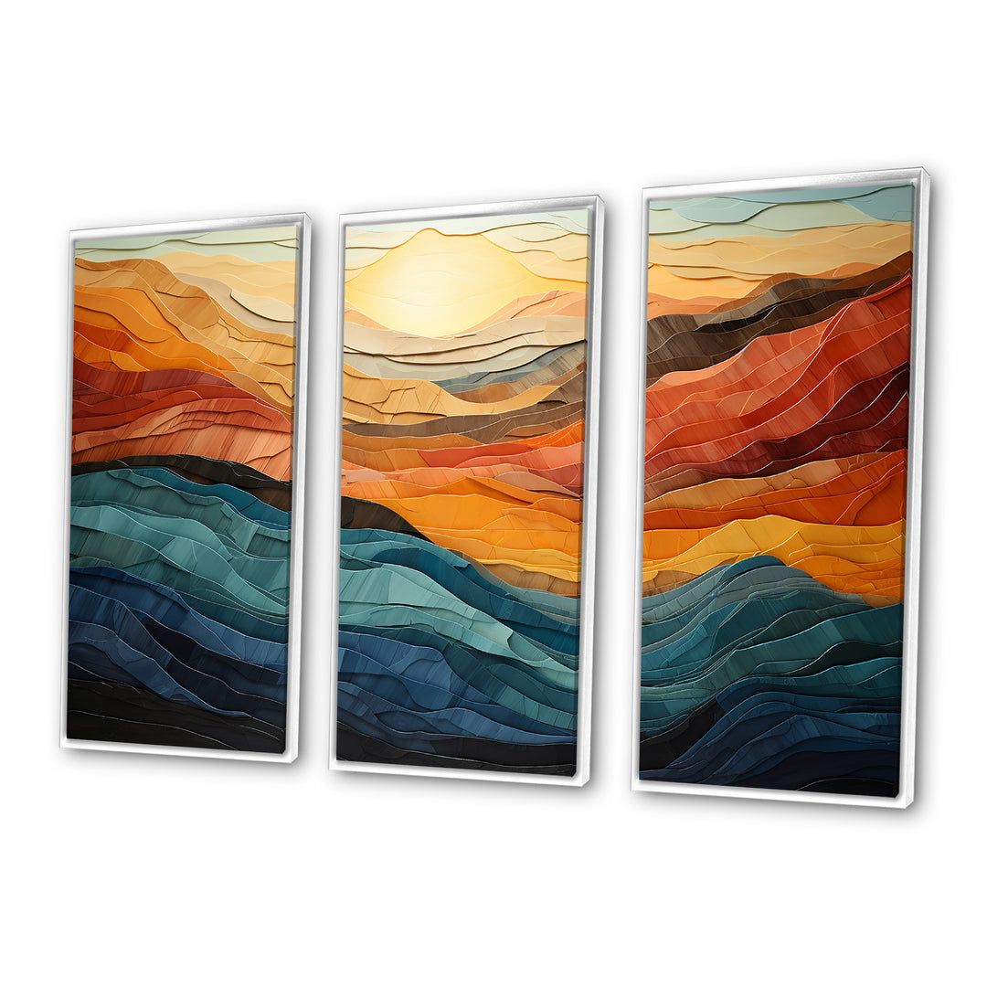 Coral Teal Bold Mountains Landscape - Multi-Panels
