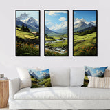 Green White Mountains Summer Peaks Pastoral - Multi-Panels