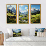 Green White Mountains Summer Peaks Pastoral - Multi-Panels