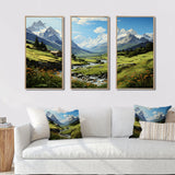 Green White Mountains Summer Peaks Pastoral - Multi-Panels