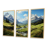 Green White Mountains Summer Peaks Pastoral - Multi-Panels