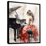 Beige Red Music Piano Harmony I - Music Canvas Wall Art