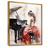 Beige Red Music Piano Harmony I - Music Canvas Wall Art