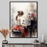 Beige Red Music Piano Harmony II - Music Canvas Wall Art