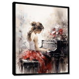 Beige Red Music Piano Harmony II - Music Canvas Wall Art