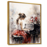 Beige Red Music Piano Harmony II - Music Canvas Wall Art