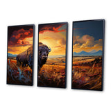 Native American Art Bison Spirit II - Canvas Multipanels Set of 3