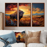 Native American Art Bison Spirit II - Canvas Multipanels Set of 3