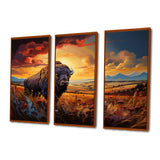 Native American Art Bison Spirit II - Canvas Multipanels Set of 3