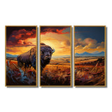 Native American Art Bison Spirit II - Canvas Multipanels Set of 3