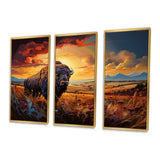 Native American Art Bison Spirit II - Canvas Multipanels Set of 3