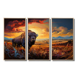 Native American Art Bison Spirit II - Canvas Multipanels Set of 3
