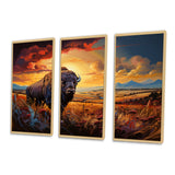 Native American Art Bison Spirit II - Canvas Multipanels Set of 3
