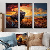 Native American Art Bison Spirit II - Canvas Multipanels Set of 3