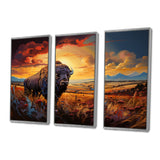 Native American Art Bison Spirit II - Canvas Multipanels Set of 3