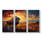 Native American Art Bison Spirit II - Canvas Multipanels Set of 3