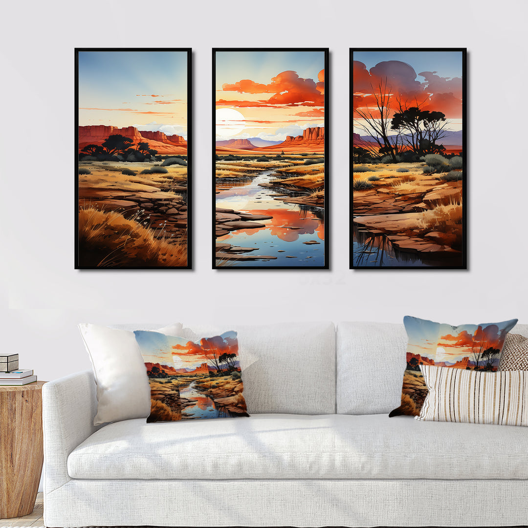 Native Art Ancestral Landscapes I - 3-Piece Canvas Wall Art